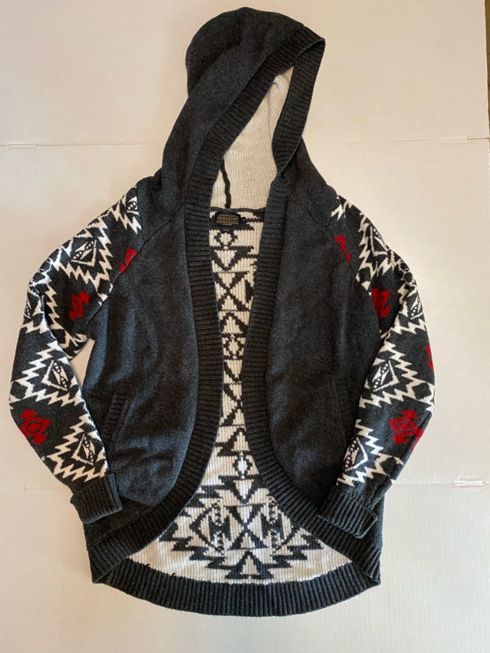 Pendleton Hooded Cardigan Sweater Size M Wool Blend Southwestern Aztec